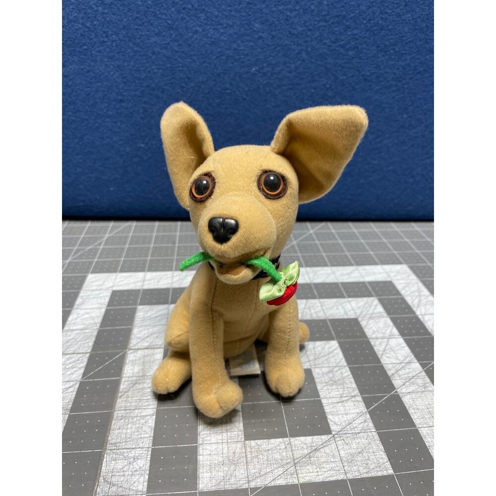 Taco Bell Chihuahua Plush Dog 90s Vintage w/ Rose Flower 6 in Does Not‎ Talk